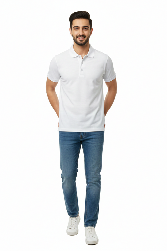 Regular Fit Men's Jersey Polo White
