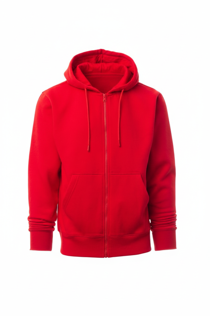 Red Zip Hoodie with Kangaroo Pocket