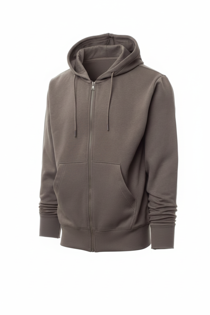 Smoke Zip Hoodie with Kangaroo Pocket