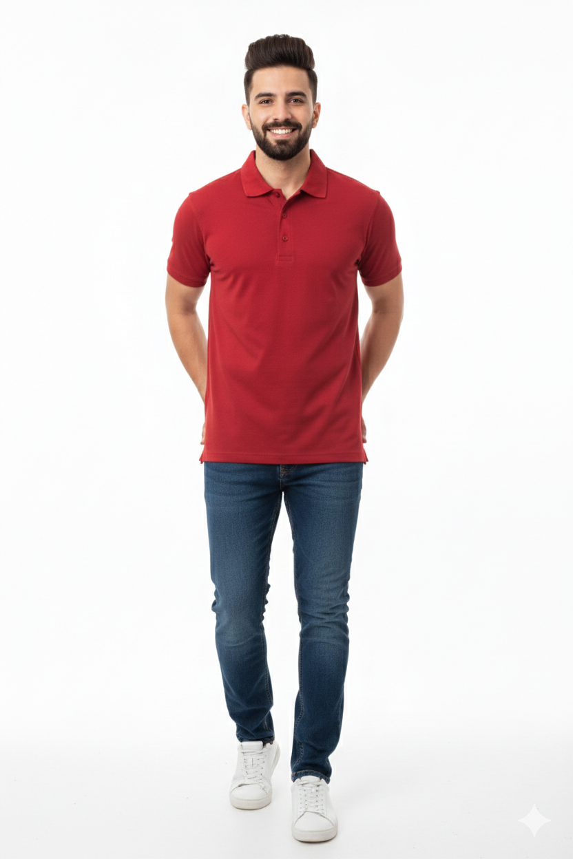 Regular Fit Men's Jersey Polo Bordeaux