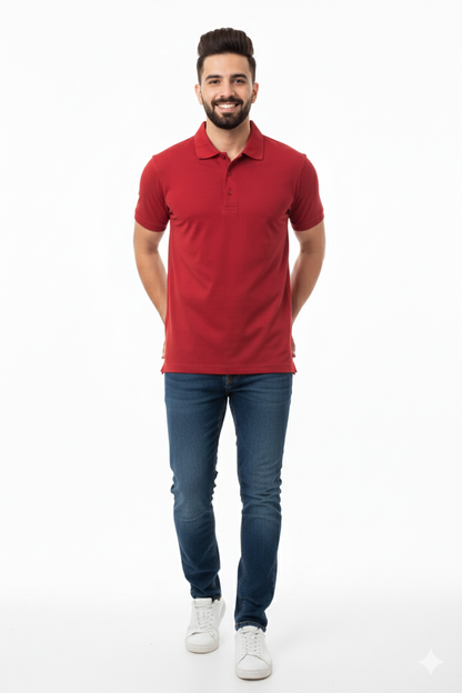 Regular Fit Men's Jersey Polo Bordeaux
