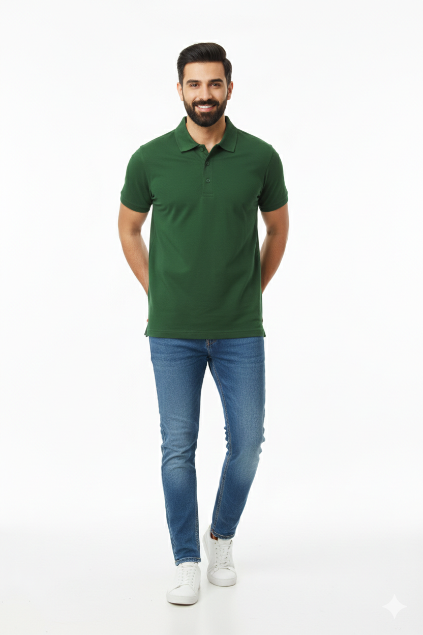 Regular Fit Men's Jersey Polo Dark Green