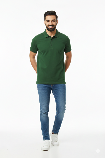 Regular Fit Men's Jersey Polo Dark Green