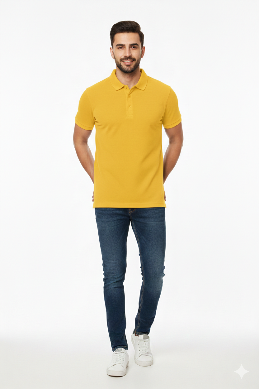 Regular Fit Men's Jersey Polo Yellow