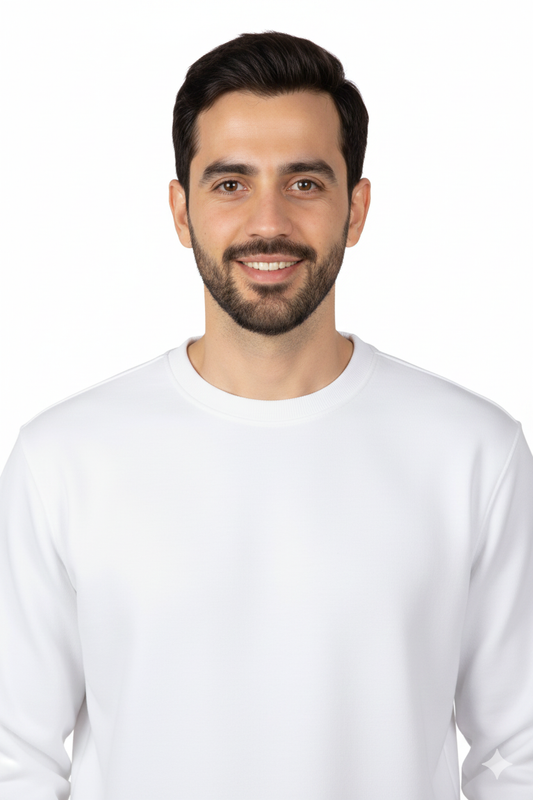White Sweatshirt Round Neck (Crew Neck)