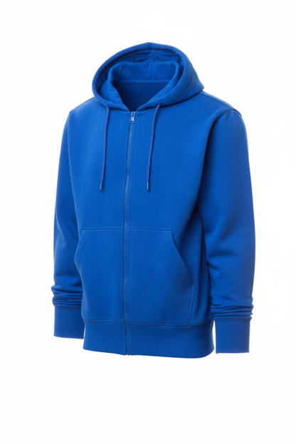 Royal Blue Zip Hoodie with Kangaroo Pocket