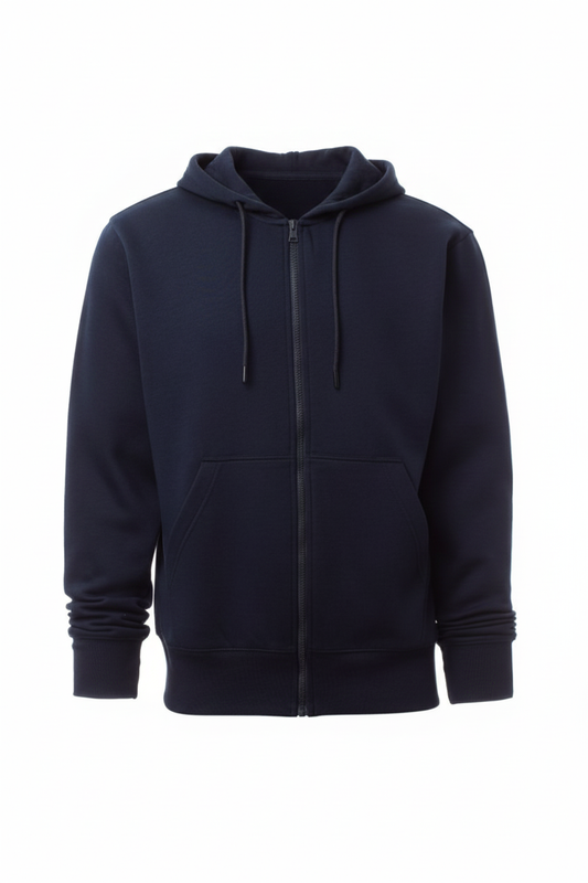Navy Zip Hoodie with Kangaroo Pocket