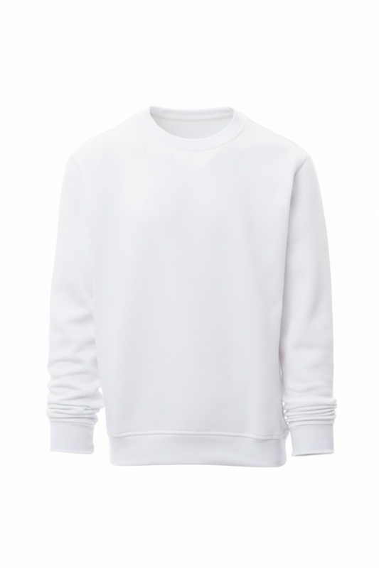 White Sweatshirt Round Neck (Crew Neck)