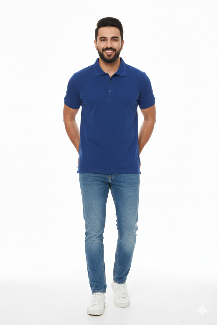 Regular Fit Men's Jersey Polo Royal Blue