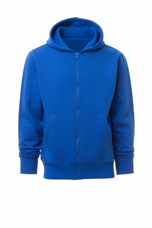 Royal Blue Zip Hoodie with Kangaroo Pocket