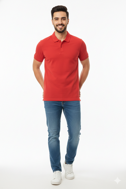 Regular Fit Men's Jersey Polo Red