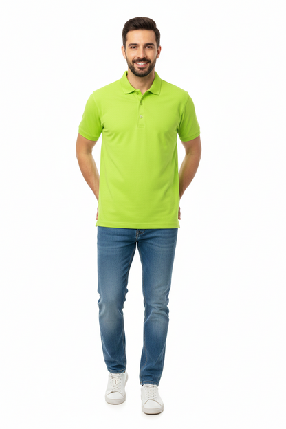 Regular Fit Men's Jersey Polo Lemon Green