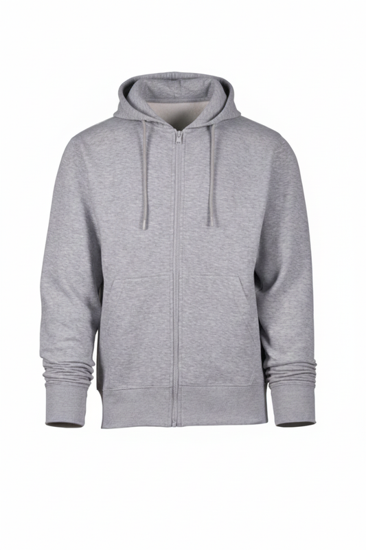 M.Grey Zip Hoodie with Kangaroo Pocket