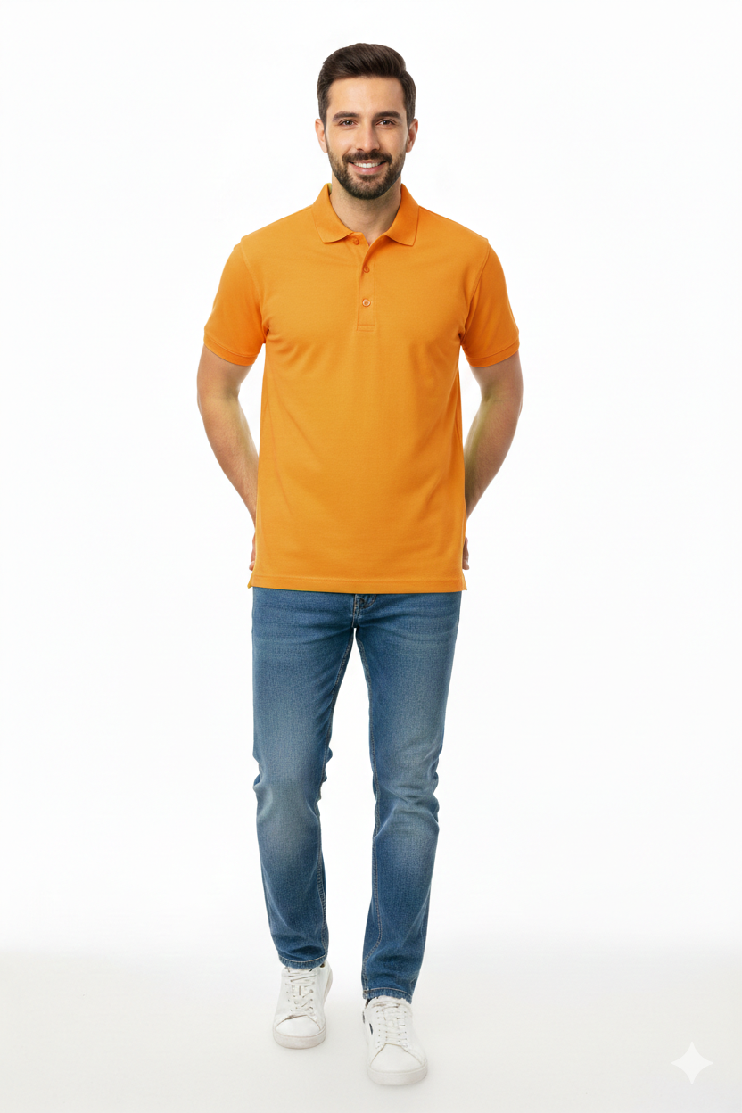 Regular Fit Men's Jersey Polo Orange