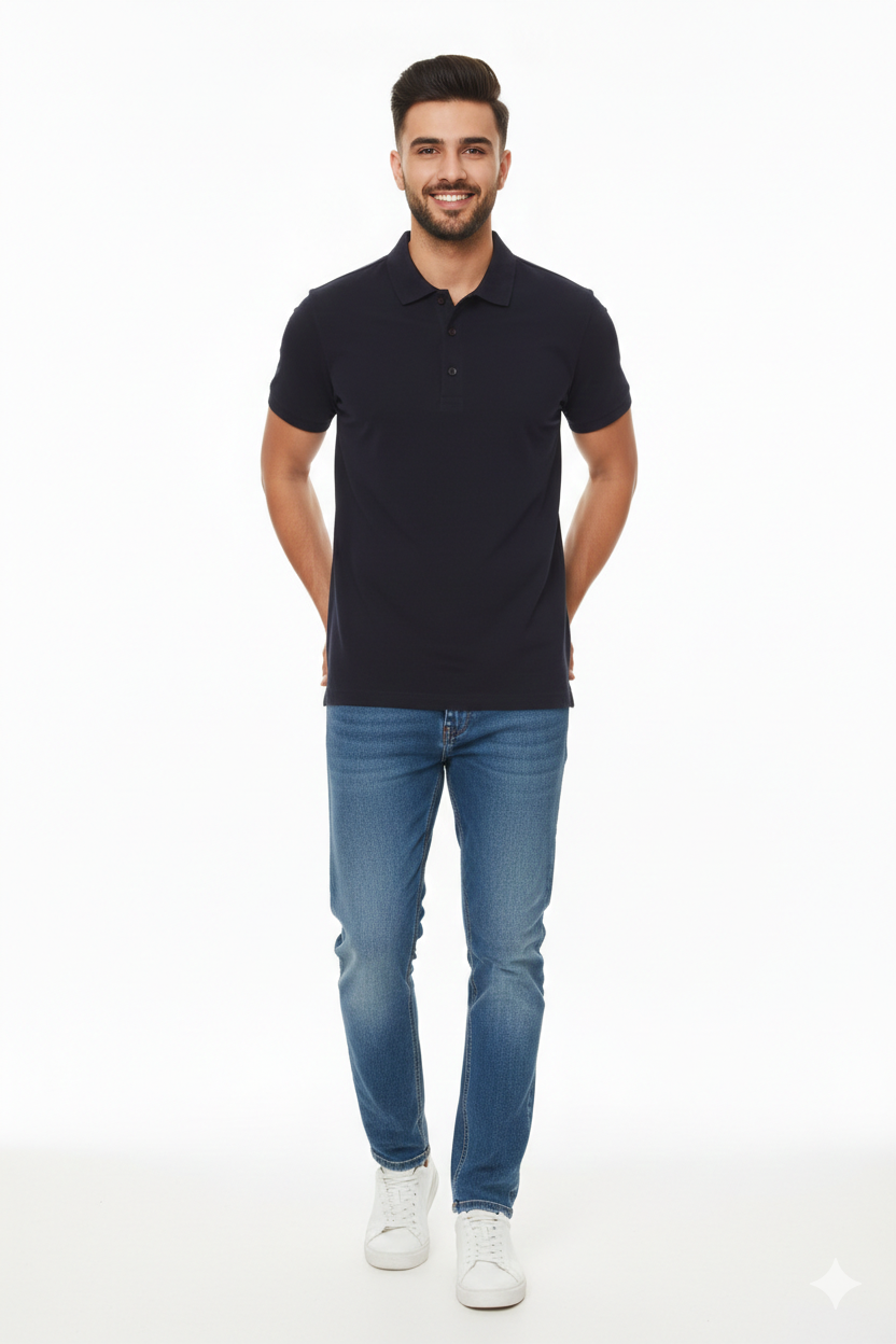 Regular Fit Men's Jersey Polo Navy Blue