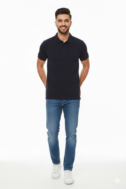Regular Fit Men's Jersey Polo Navy Blue