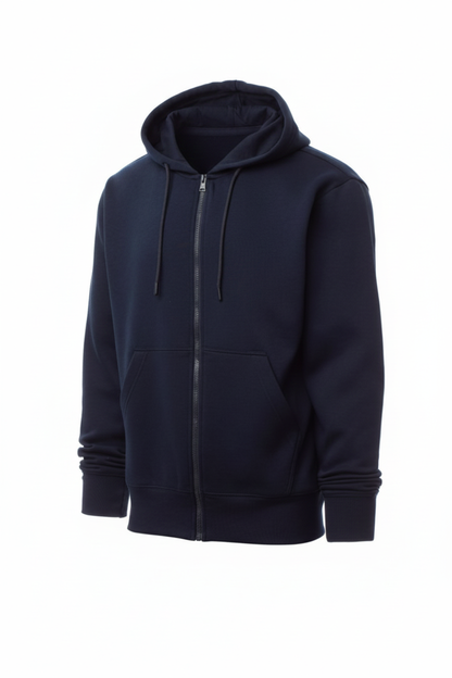Navy Zip Hoodie with Kangaroo Pocket