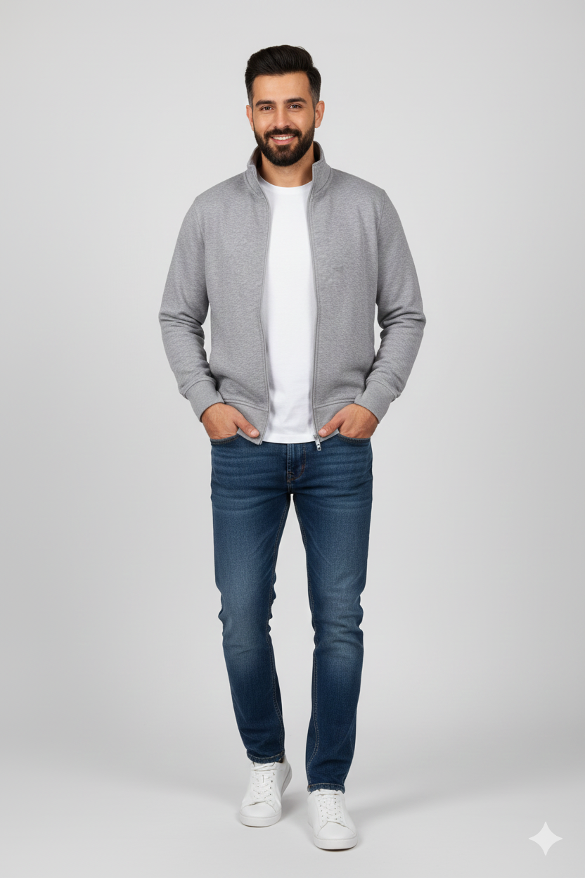 M.Grey Full Zip with Welt Pocket