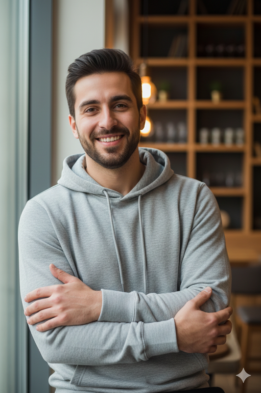 M-Grey Hoodie with Kangaroo Pocket