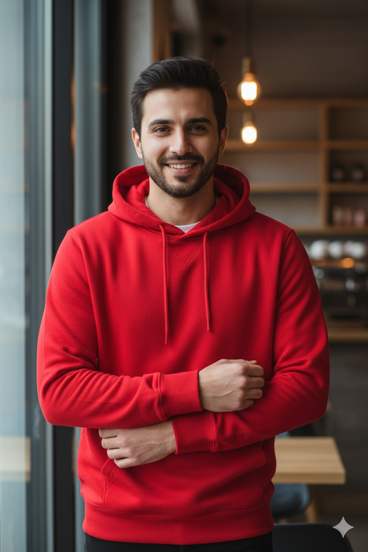 Red Hoodie with Kangaroo Pocket