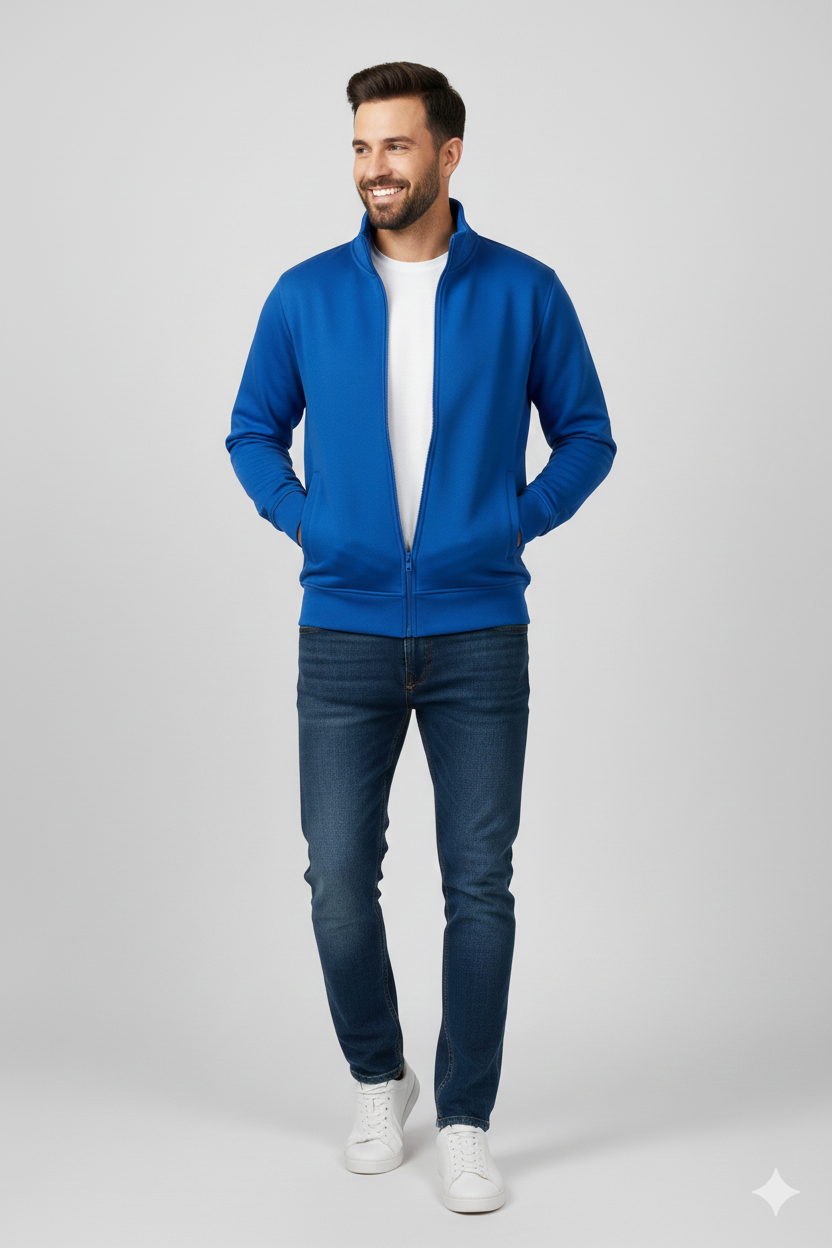Royal Blue Full Zip with Welt Pocket