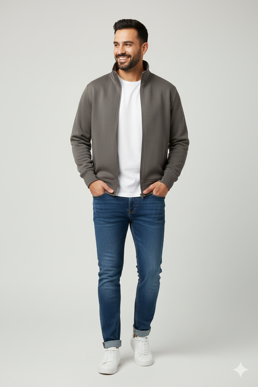 Smoke Full Zip with Welt Pocket